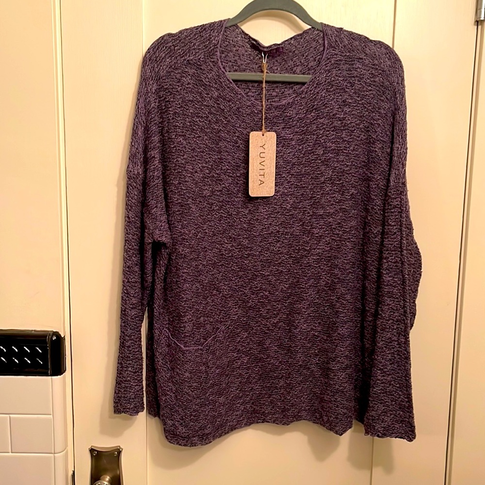 Purple cut loose light sweater cotton/poly matches vest I have for sale.